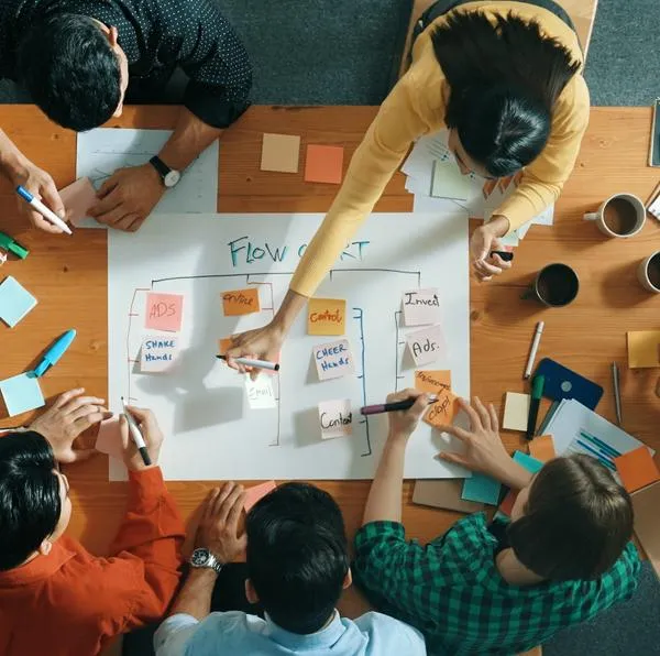 Team collaborating with analytics and dashboards